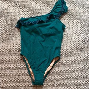 NWOT Jcrew One-shoulder ruffle swimsuit w rickrack
